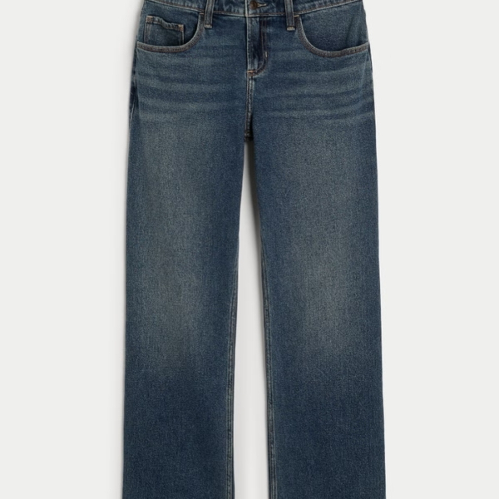 Hollister Women's Straight Leg Jeans - Dark Blue - Picture 4 of 5